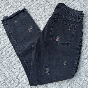 Abercrombie & Fitch The Skinny High Rise Black Floral Embroidered Size 27/4